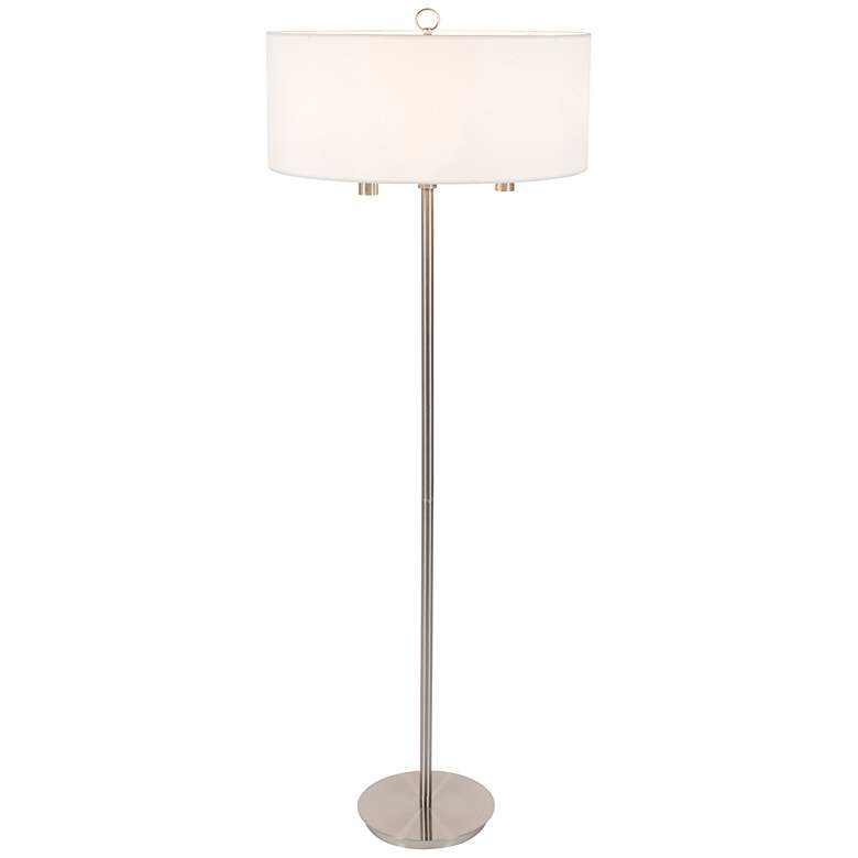 Image 1 Walker 68 inch High Nickel with White Linen Shade Floor Lamp