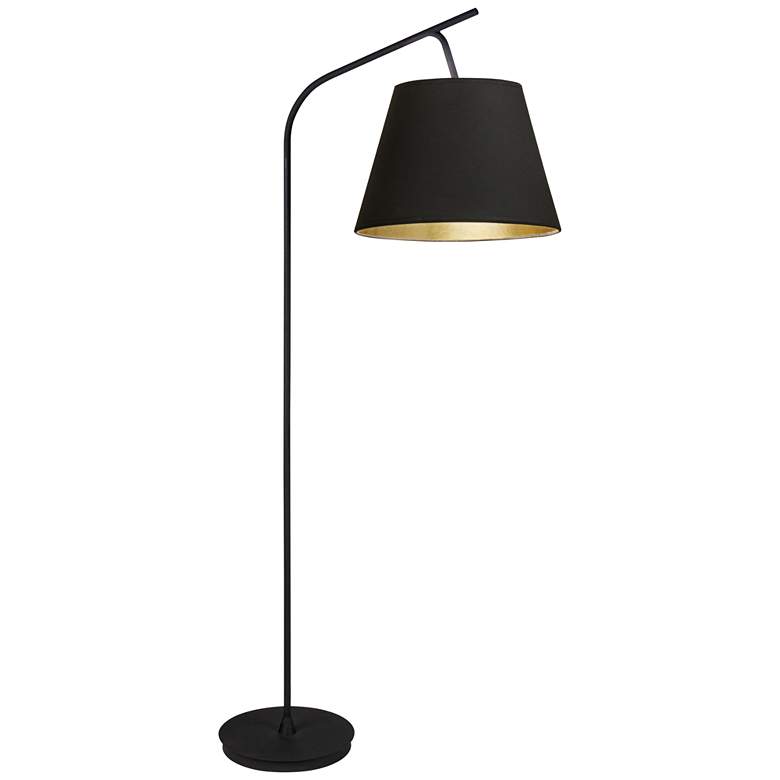 Image 1 Walker 75 inch HIgh Black with Black and Gold Shade Floor Lamp