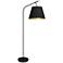 Walker 75" HIgh Black with Black and Gold Shade Floor Lamp