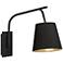Walker Black Swingarm Wall Lamp with Black and Gold Shade