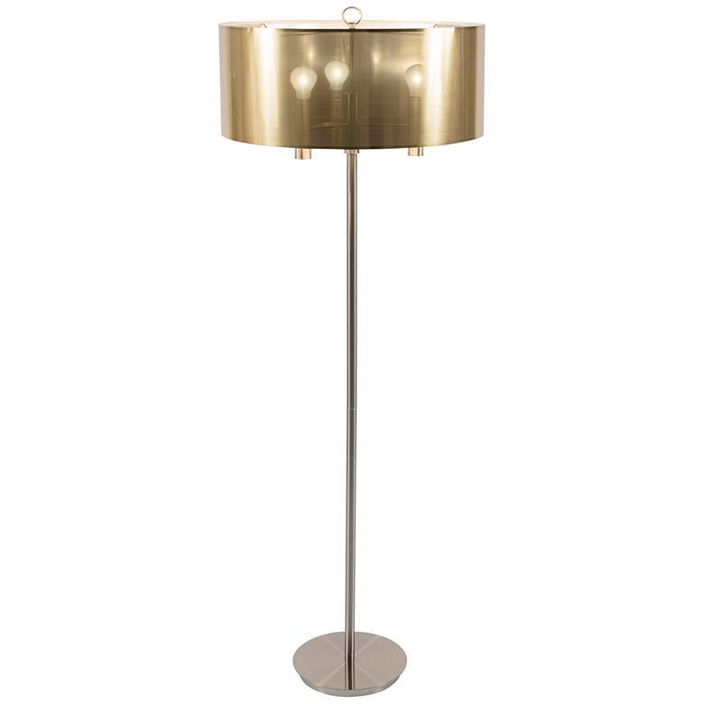 Image 1 Walker Brushed Nickel with Gold Shade Floor Lamp