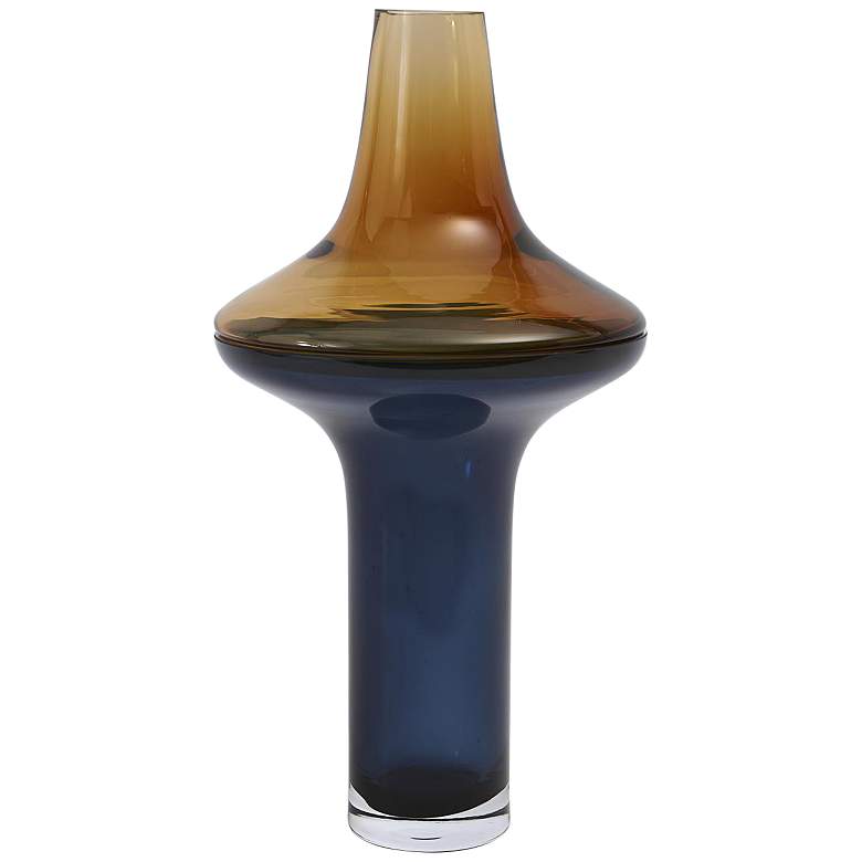 Image 1 Walker Cobalt 9 inch High Glass Vase with Amber Lid