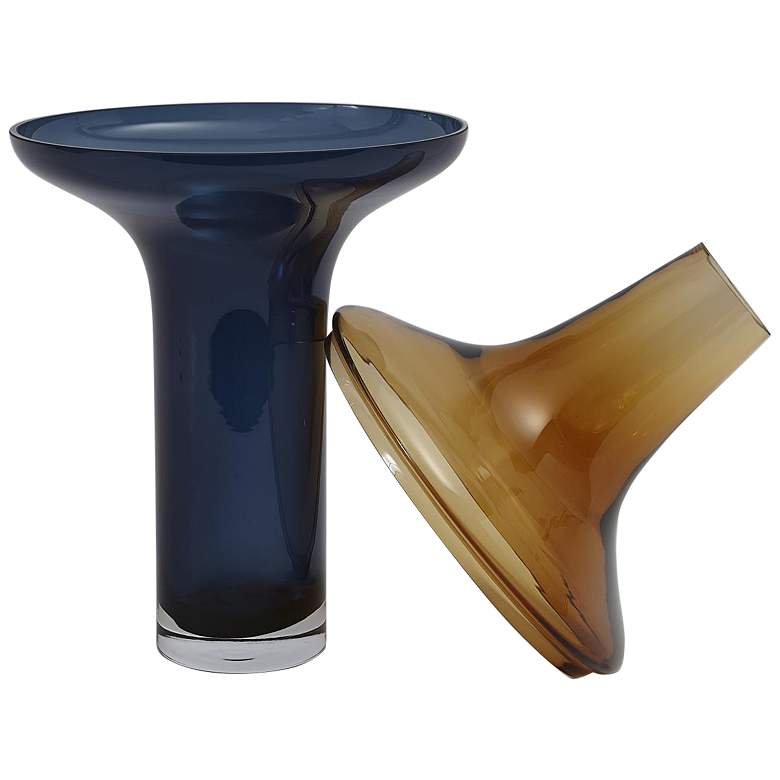 Image 4 Walker Cobalt 9" High Glass Vase with Amber Lid more views