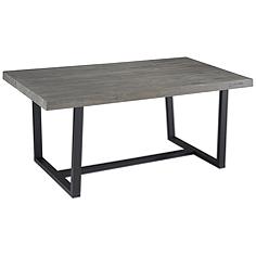 Walker Edison 72" Wide Gray Finish Solid Pine Wood Modern Dining Table