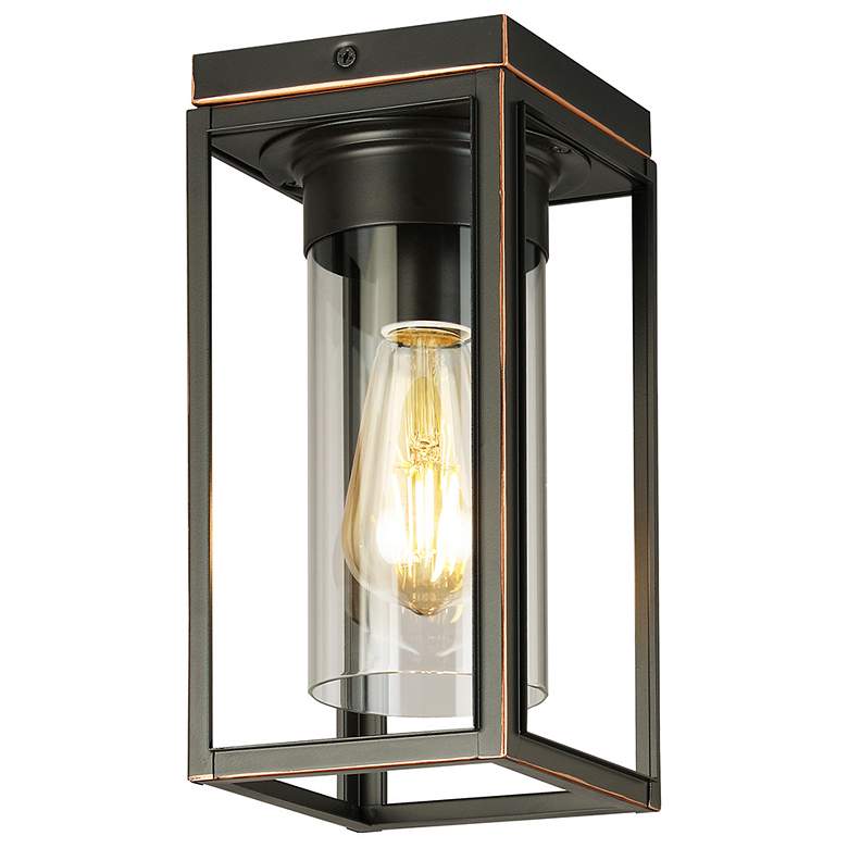 Image 1 Walker Hill - 1-Light Outdoor Flush Mount - Oil Rubbed Bronze - Clear Glass