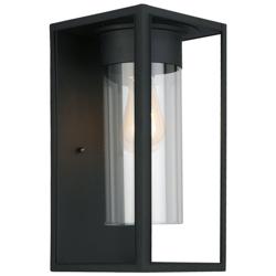 Walker Hill - 15 inch Outdoor Wall Light - Matte Black - Clear Glass