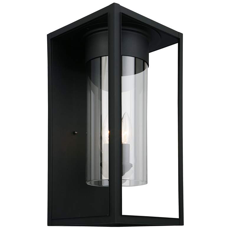 Image 1 Walker Hill - 3-Light Outdoor Wall Light - Matte Black - Clear Glass