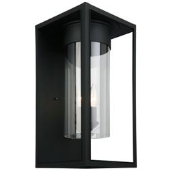 Walker Hill - 3-Light Outdoor Wall Light - Matte Black - Clear Glass