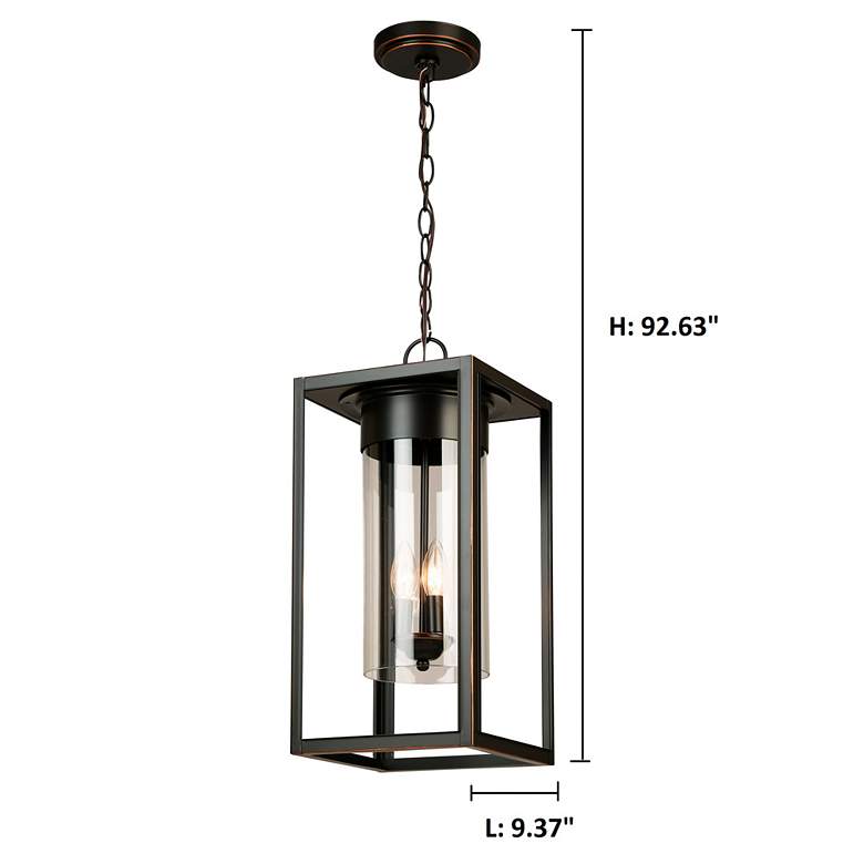 Image 2 Walker Hill 9"W 3-Light Outdoor Pendant Oil Rubbed Bronze Clear Glass more views