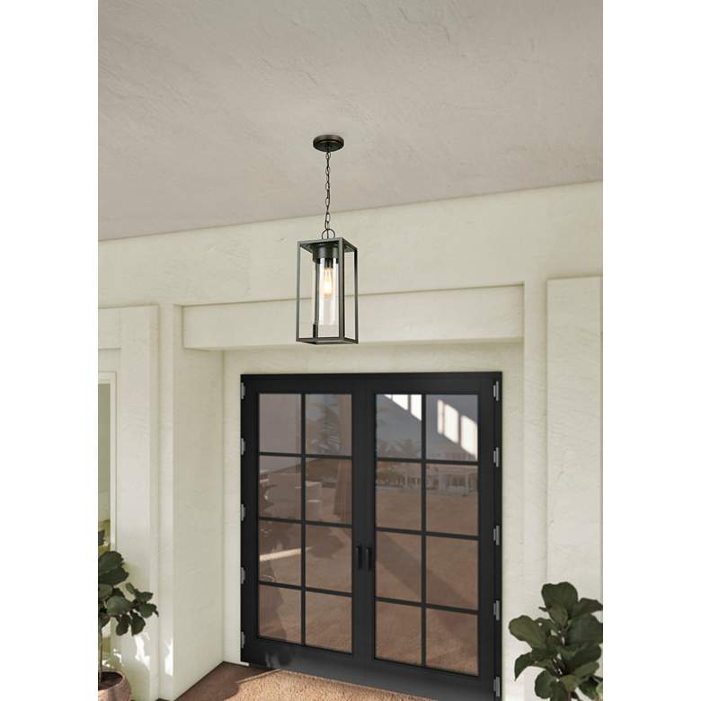 Image 3 Walker Hill 9"W 3-Light Outdoor Pendant Oil Rubbed Bronze Clear Glass more views