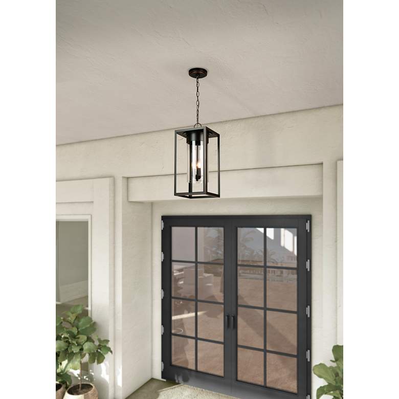 Image 7 Walker Hill 9"W 3-Light Outdoor Pendant Oil Rubbed Bronze Clear Glass more views
