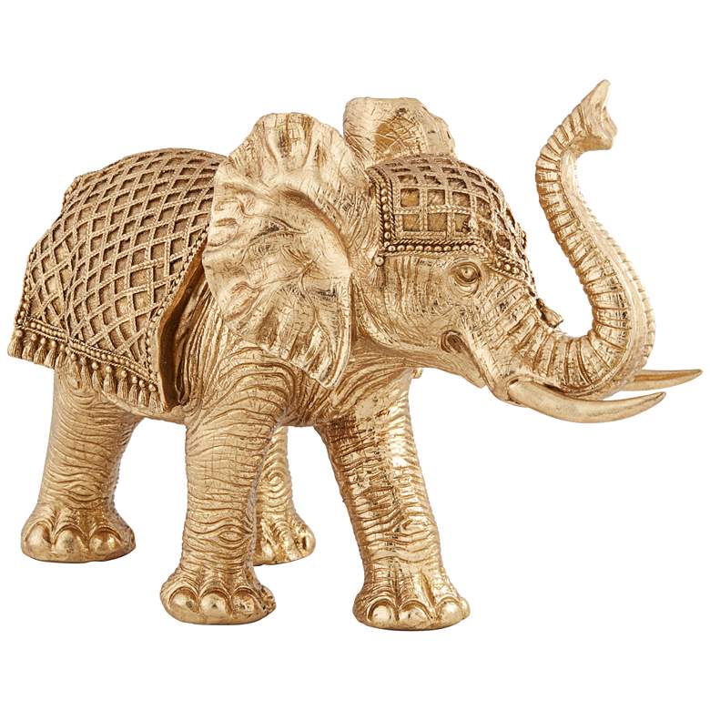 Walking Elephant 12 3/4&quot; High Gold Sculpture