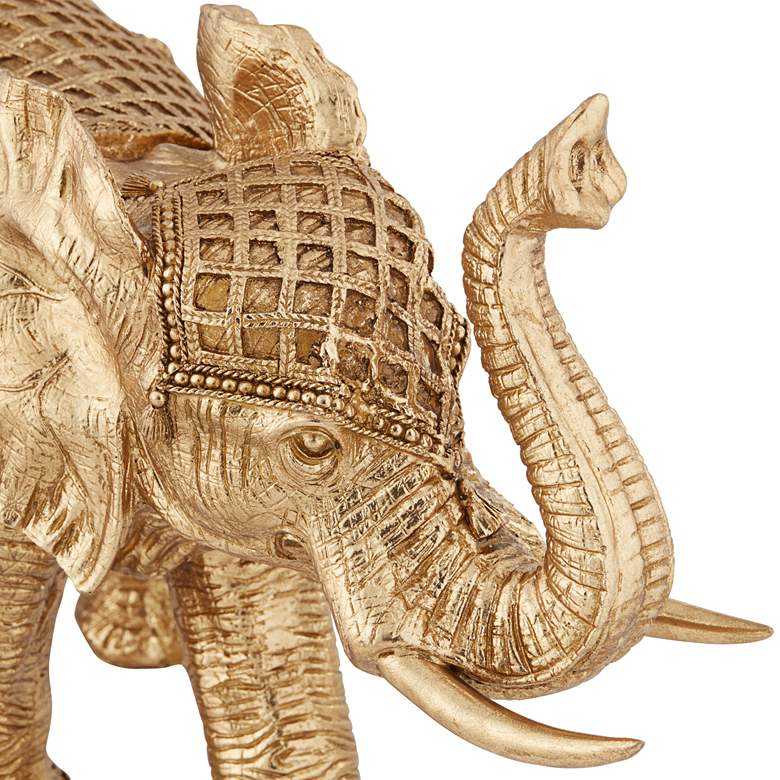 Image 4 Walking Elephant 12 3/4 inch High Gold Sculpture more views
