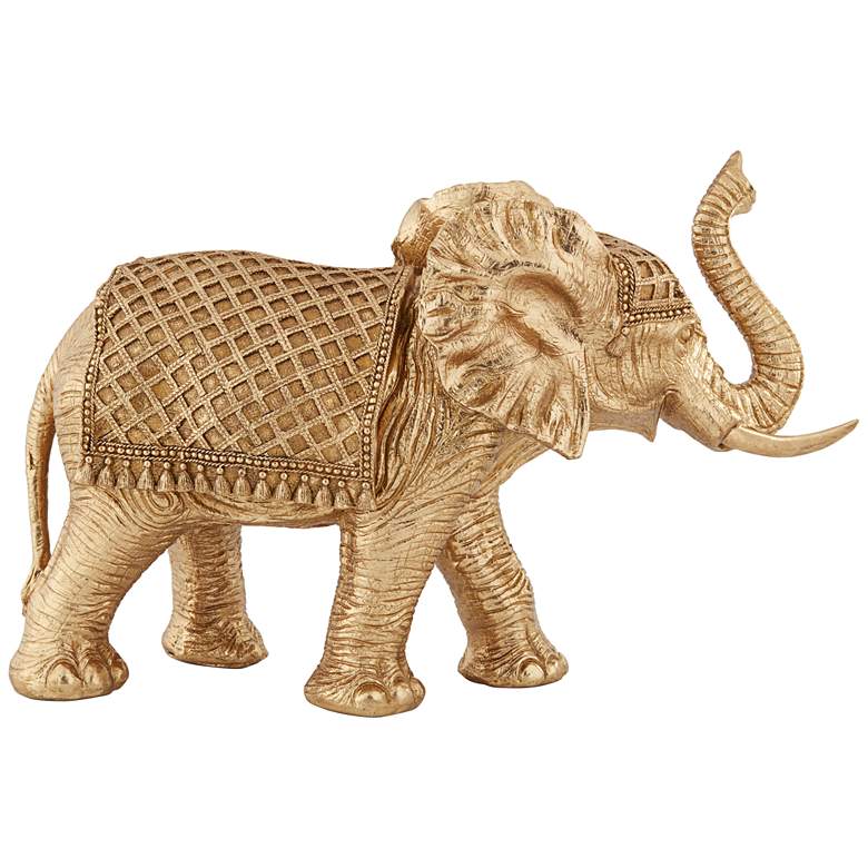 Image 6 Walking Elephant 12 3/4 inch High Gold Sculpture more views