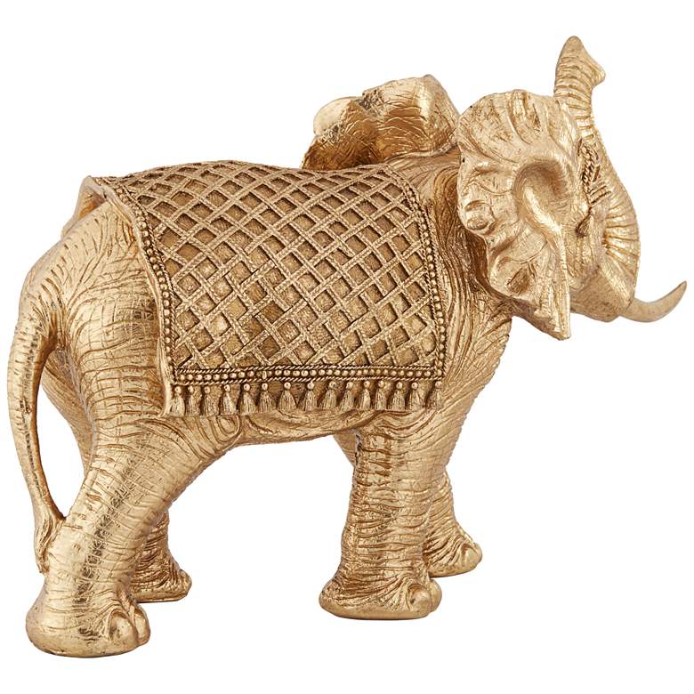 Image 7 Walking Elephant 12 3/4 inch High Gold Sculpture more views