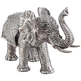 Image3 of Walking Elephant 12 3/4" High Silver Statue more views