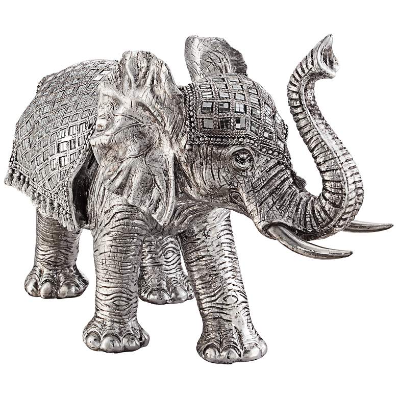 Image 3 Walking Elephant 12 3/4 inch High Silver Statue more views