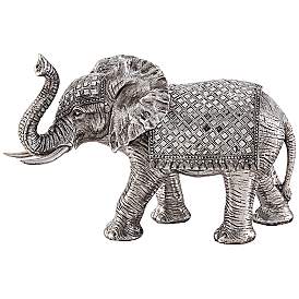 Image4 of Walking Elephant 12 3/4" High Silver Statue more views
