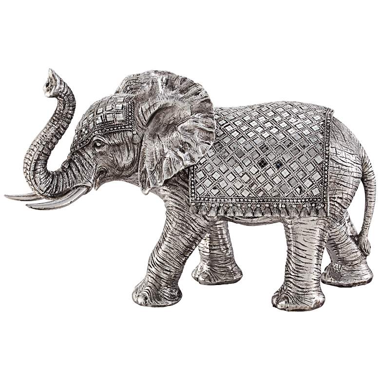 Image 4 Walking Elephant 12 3/4 inch High Silver Statue more views