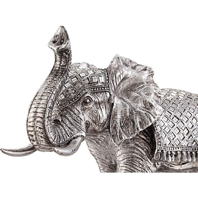 Image 5 Walking Elephant 12 3/4 inch High Silver Statue more views