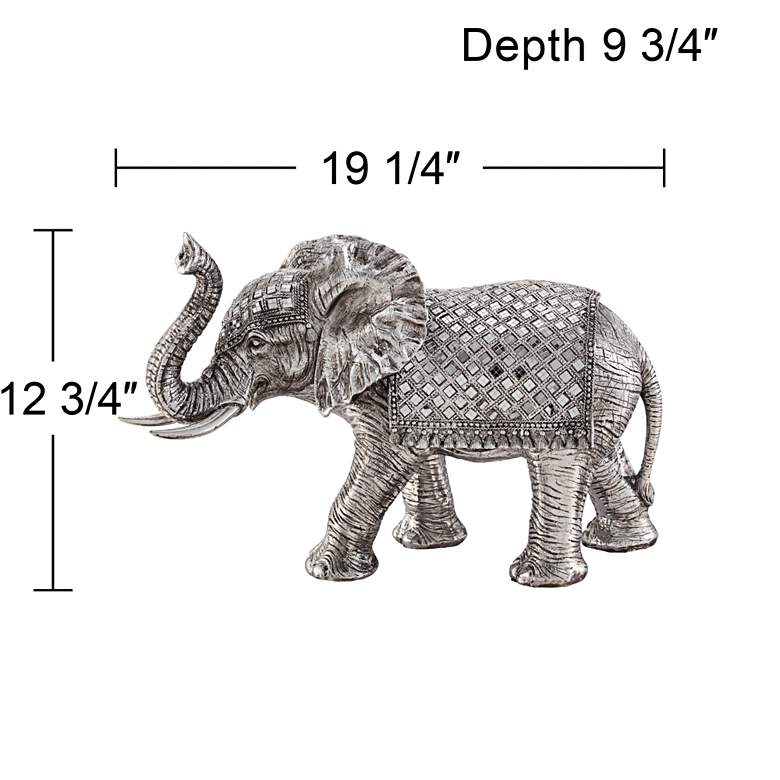 Walking Elephant 12 3/4&quot; High Silver Statue more views