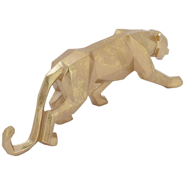 Walking Leopard 18&quot; Wide Textured Gold Table Decor Statue