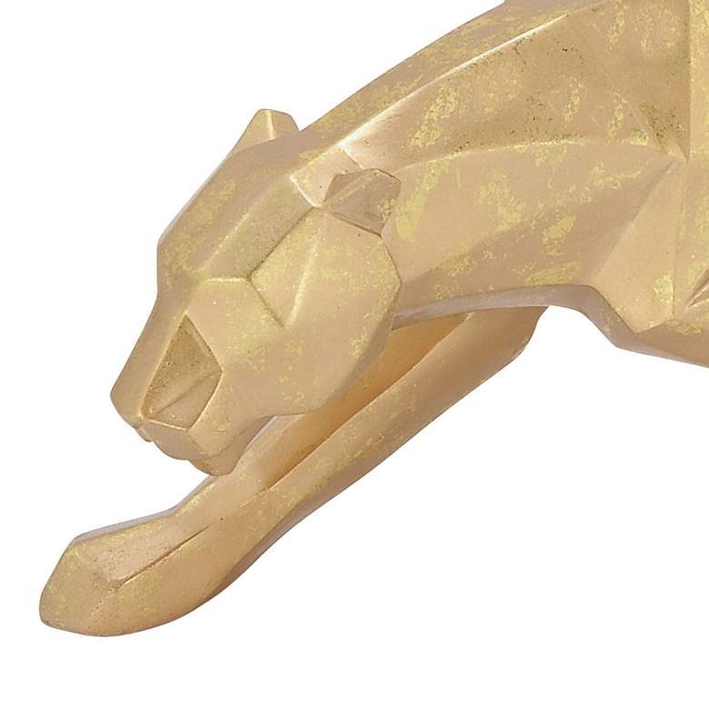 Image 3 Walking Leopard 18" Wide Textured Gold Table Decor Statue more views