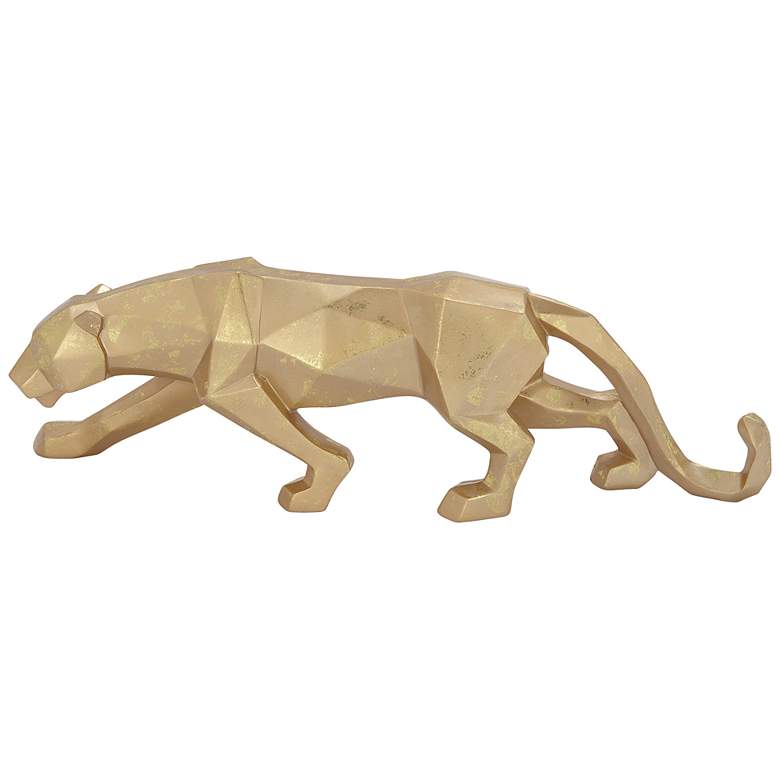 Image 4 Walking Leopard 18" Wide Textured Gold Table Decor Statue more views