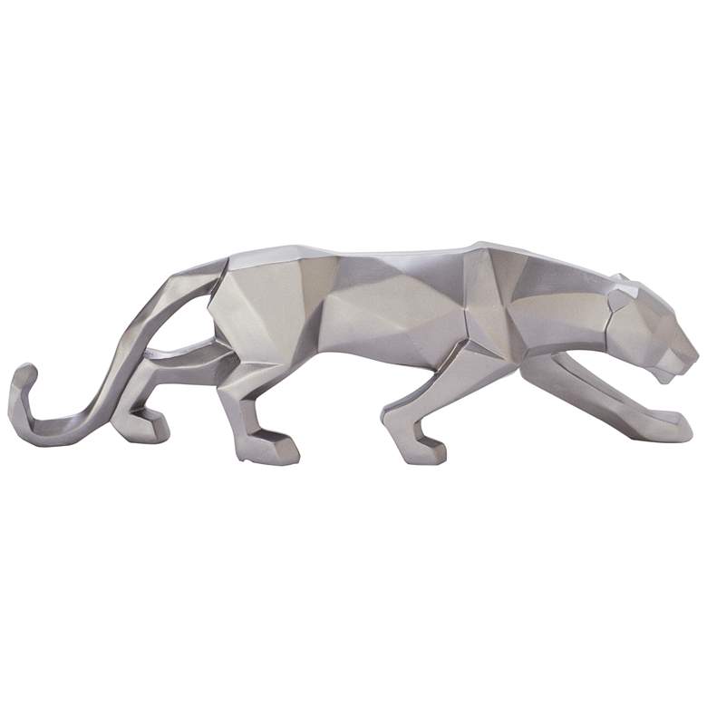 Image 1 Walking Leopard 18" Wide Textured Silver Table Decor Statue