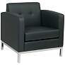 Wall Street Black Faux Leather Button-Tufted Armchair