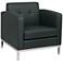 Wall Street Black Faux Leather Button-Tufted Armchair
