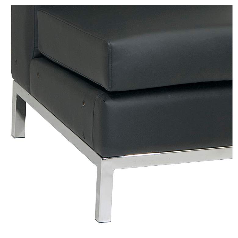 Image 3 Wall Street Black Faux Leather Button-Tufted Armless Chair more views