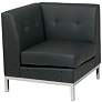 Wall Street Black Faux Leather Button-Tufted Corner Chair