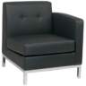 Wall Street Black Faux Leather Button-Tufted Right Armchair