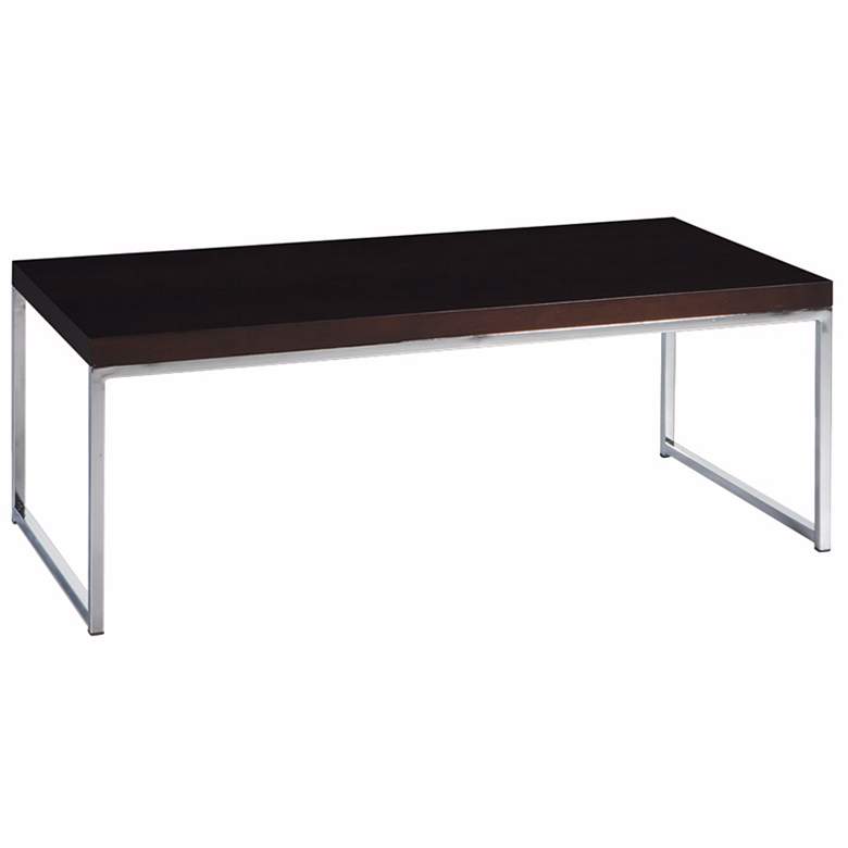 Image 1 Wall Street Chrome and Espresso Wood Coffee Table