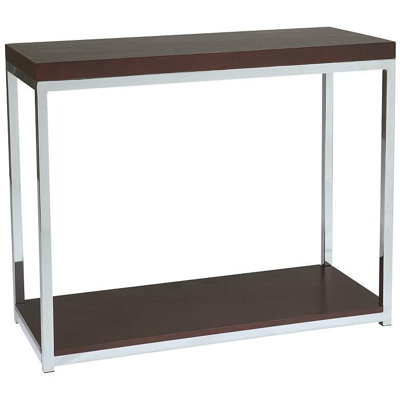 Image 1 Wall Street Chrome and Espresso Wood Foyer Table