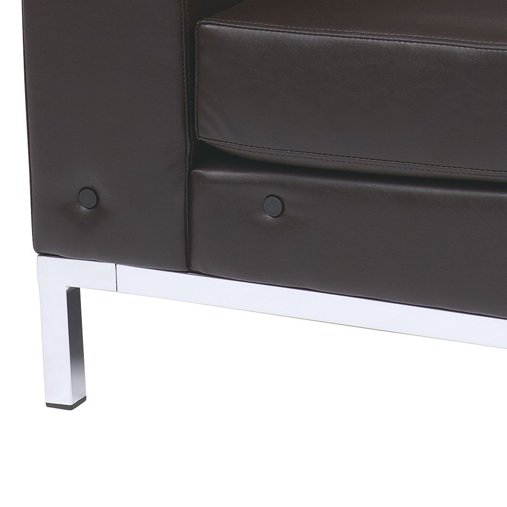Image 4 Wall Street Espresso Faux Leather Button-Tufted Corner Chair more views
