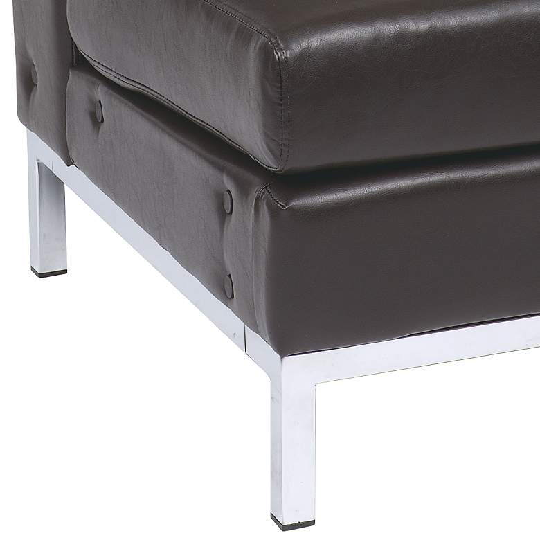 Image 4 Wall Street Espresso Faux Leather Tufted Armless Chair more views