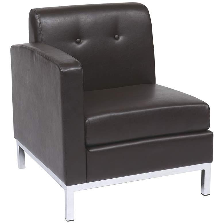 Image 2 Wall Street Espresso Faux Leather Tufted Left Armchair