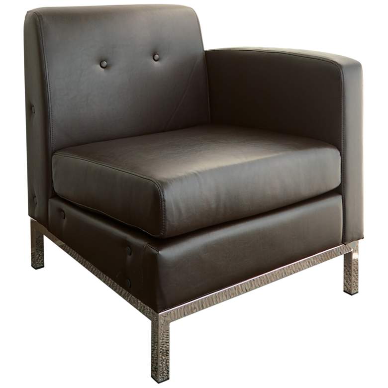 Image 1 Wall Street Espresso Faux Leather Tufted Right Armchair