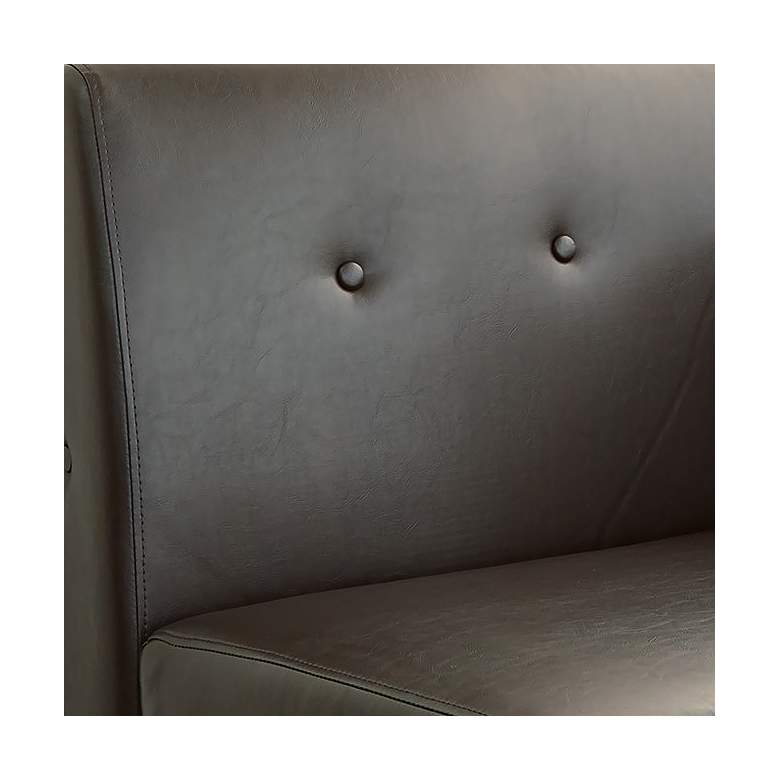 Image 2 Wall Street Espresso Faux Leather Tufted Right Armchair more views