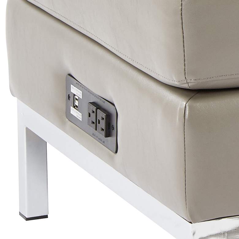 Image 2 Wall Street Smoke Faux Leather AC and USB Charging Ottoman more views