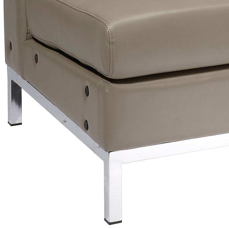 Image 3 Wall Street Smoke Faux Leather Button-Tufted Armless Chair more views