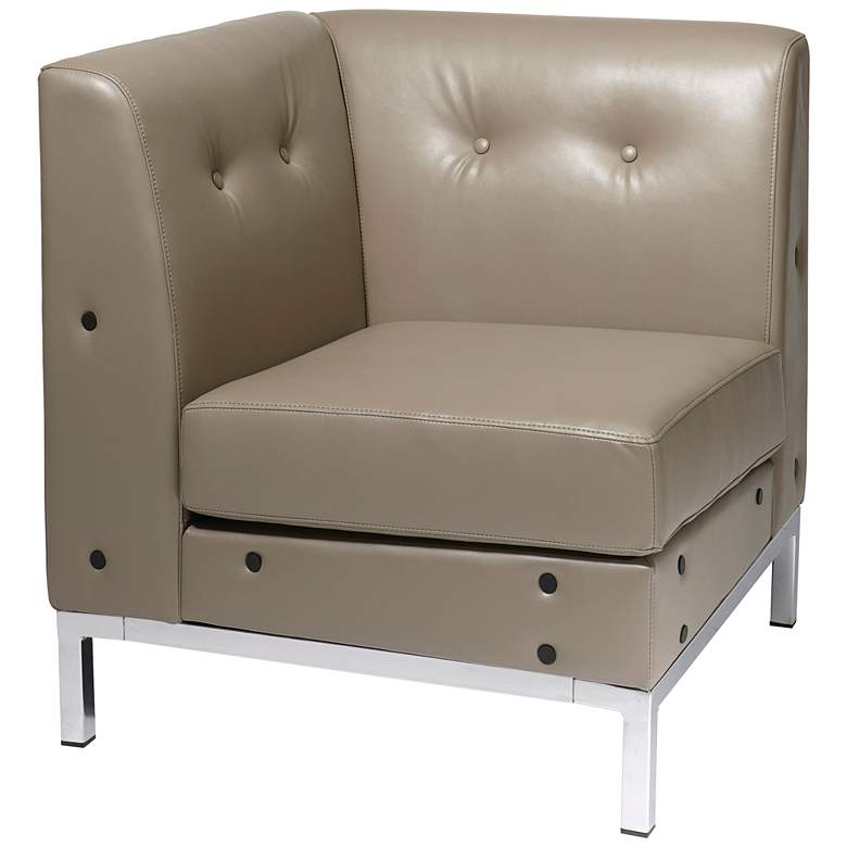Image 1 Wall Street Smoke Faux Leather Button-Tufted Corner Chair