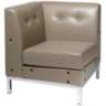 Wall Street Smoke Faux Leather Button-Tufted Corner Chair