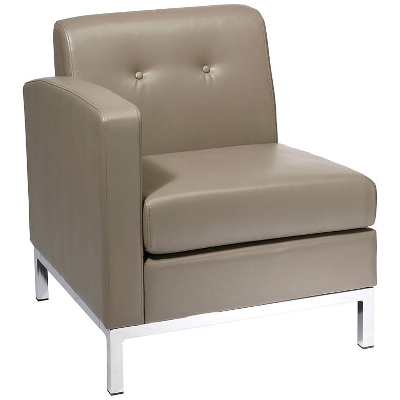 Image 1 Wall Street Smoke Faux Leather Button-Tufted Left Armchair