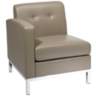 Wall Street Smoke Faux Leather Button-Tufted Left Armchair