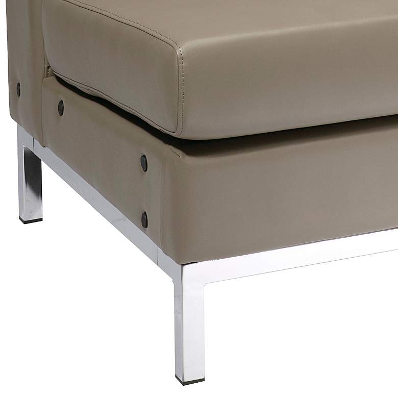 Image 3 Wall Street Smoke Faux Leather Button-Tufted Right Armchair more views