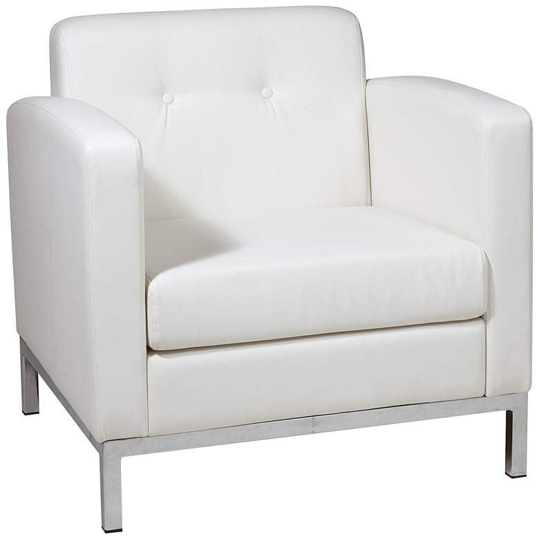 Image 1 Wall Street White Faux Leather Button-Tufted Armchair