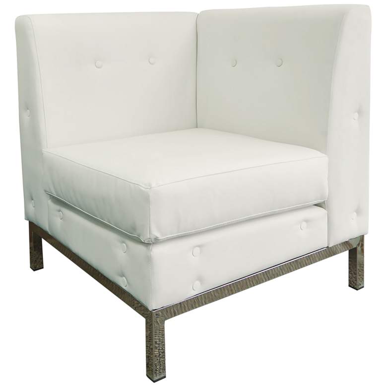 Image 1 Wall Street White Faux Leather Button-Tufted Corner Chair